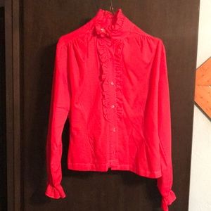 Vintage red ruffle blouse